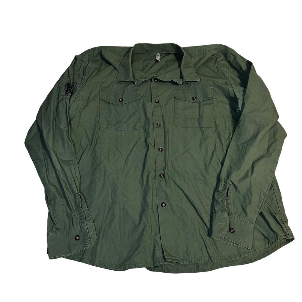 RVCA Men's Long Sleeve Button Up Shirt Olive Green Casual Workwear Size XXL